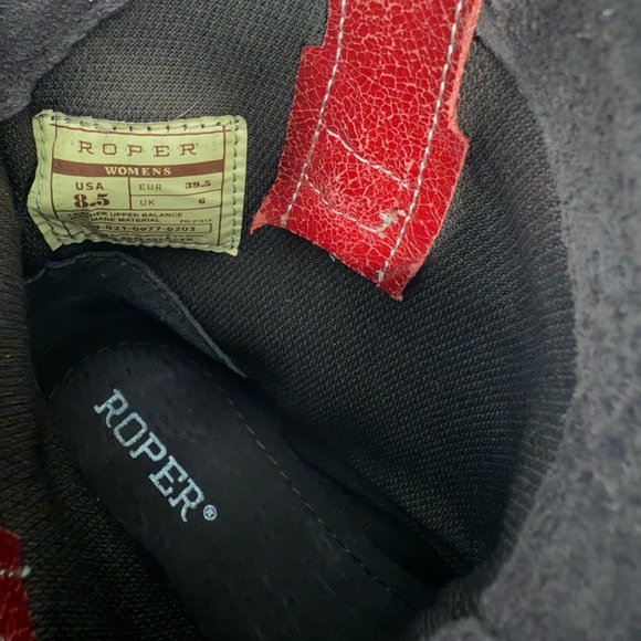 Roper Lady Rebel Women 8.5 Texas Flag Leather Pull On Western Boots - Picture 10 of 11